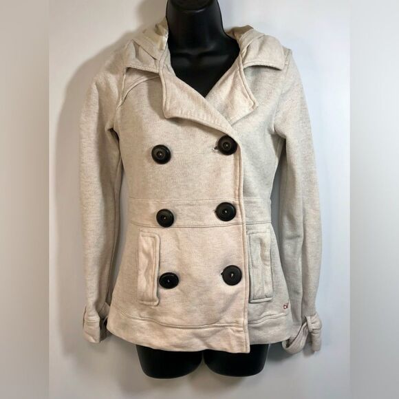 Billabong Women’s Double Breasted Coat, Hooded in Cream, Size Small - Picture 1 of 14